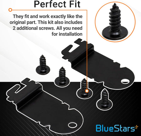 Two dishwasher side mounting brackets and four installation screws for Whirlpool and Kenmore dishwashers.