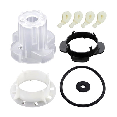 Whirlpool and Kenmore washer agitator repair kit including cam, agitator dogs, and seals.