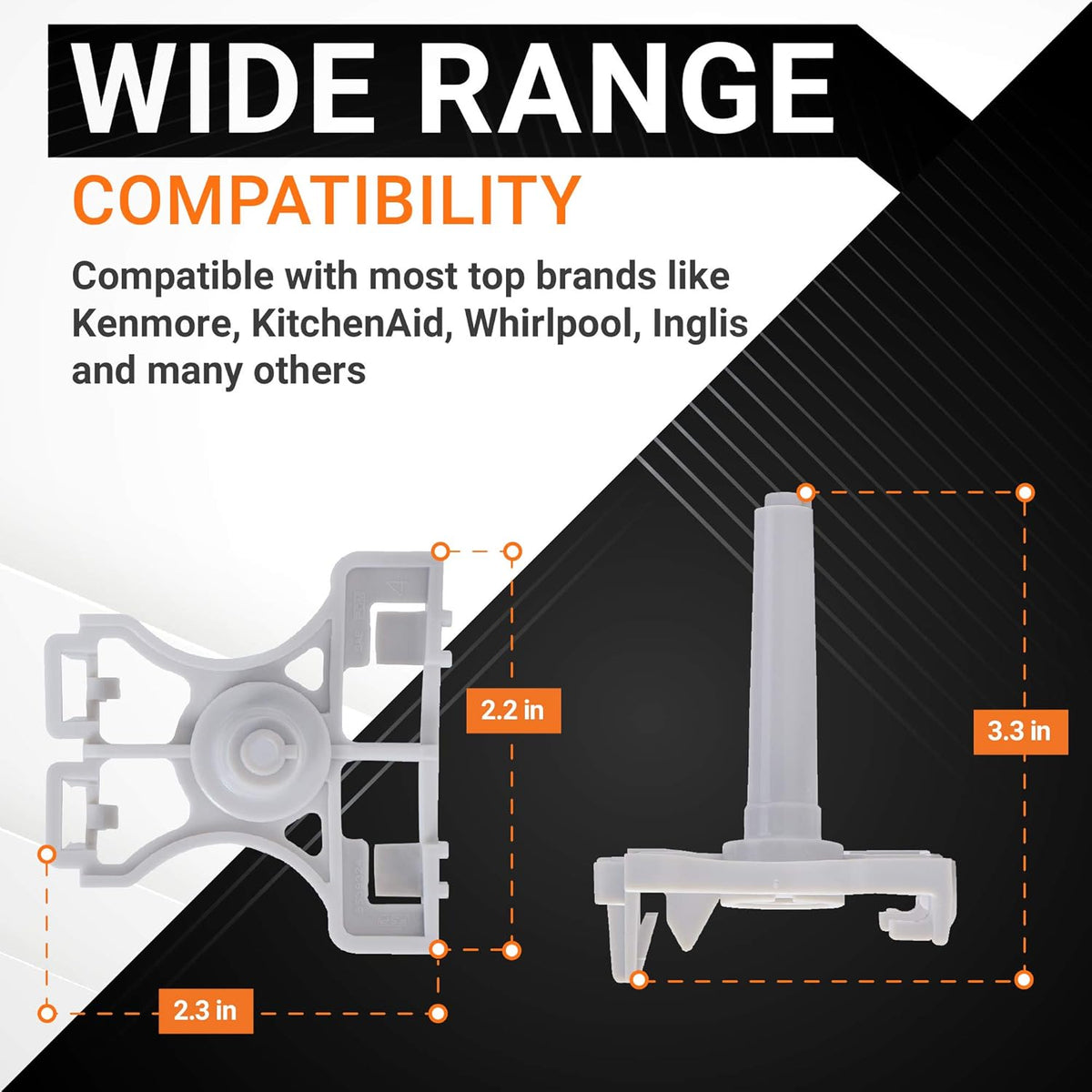 Dimensional diagram of 8539324 dishwasher upper spray arm mount showing height and width measurements.