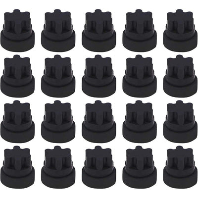 Pack of 20 black rubber grate feet replacement pads for Thermador and Bosch range cooktops.