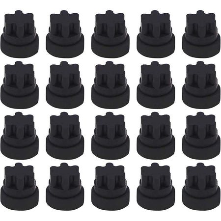 Pack of 20 black rubber grate feet replacement pads for Thermador and Bosch range cooktops.