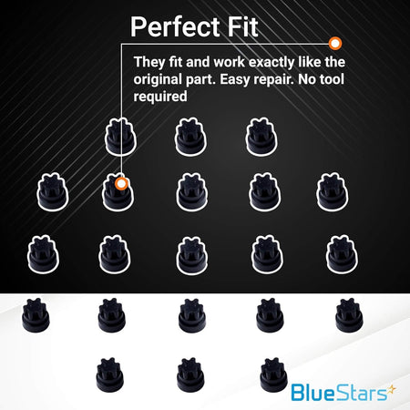 Pack of 20 black rubber grate feet replacement parts for Thermador and Bosch range cooktops.