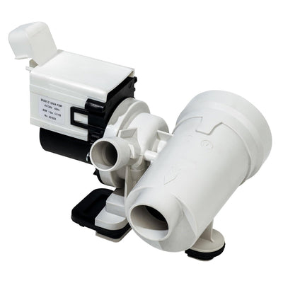 Replacement washer drain pump assembly for Whirlpool, Kenmore, and Maytag washing machines.