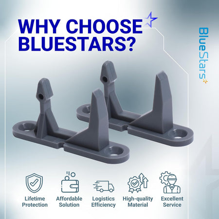 131763302 Washer Door Striker - Two gray strikers shown with BlueStars feature icons