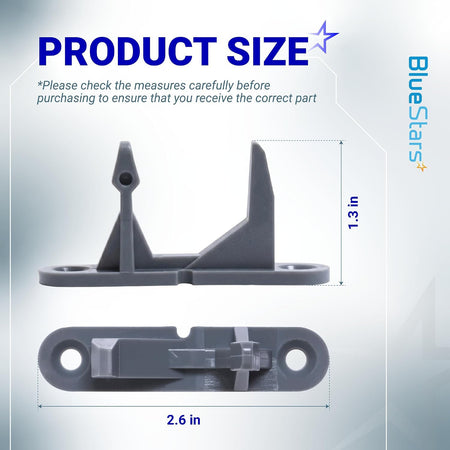131763302 Washer Door Striker, product size diagram showing 2.6 in length and 1.3 in height