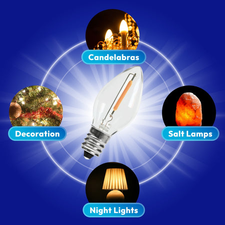 Versatile C7 LED bulbs perfect for window candles, night lights, salt lamps and Christmas villages