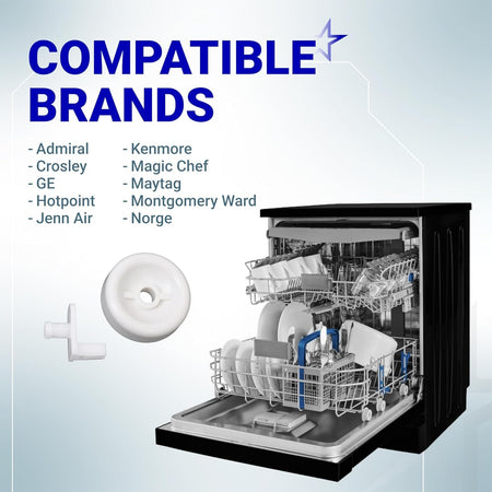 WD35X21038 dishwasher lower rack wheel and stud compatibility chart showing compatible appliance brands.