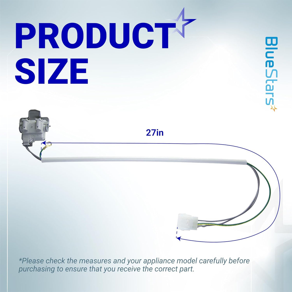 3949247 Washer Lid Switch Replacement, product size diagram showing a 27-inch wiring harness