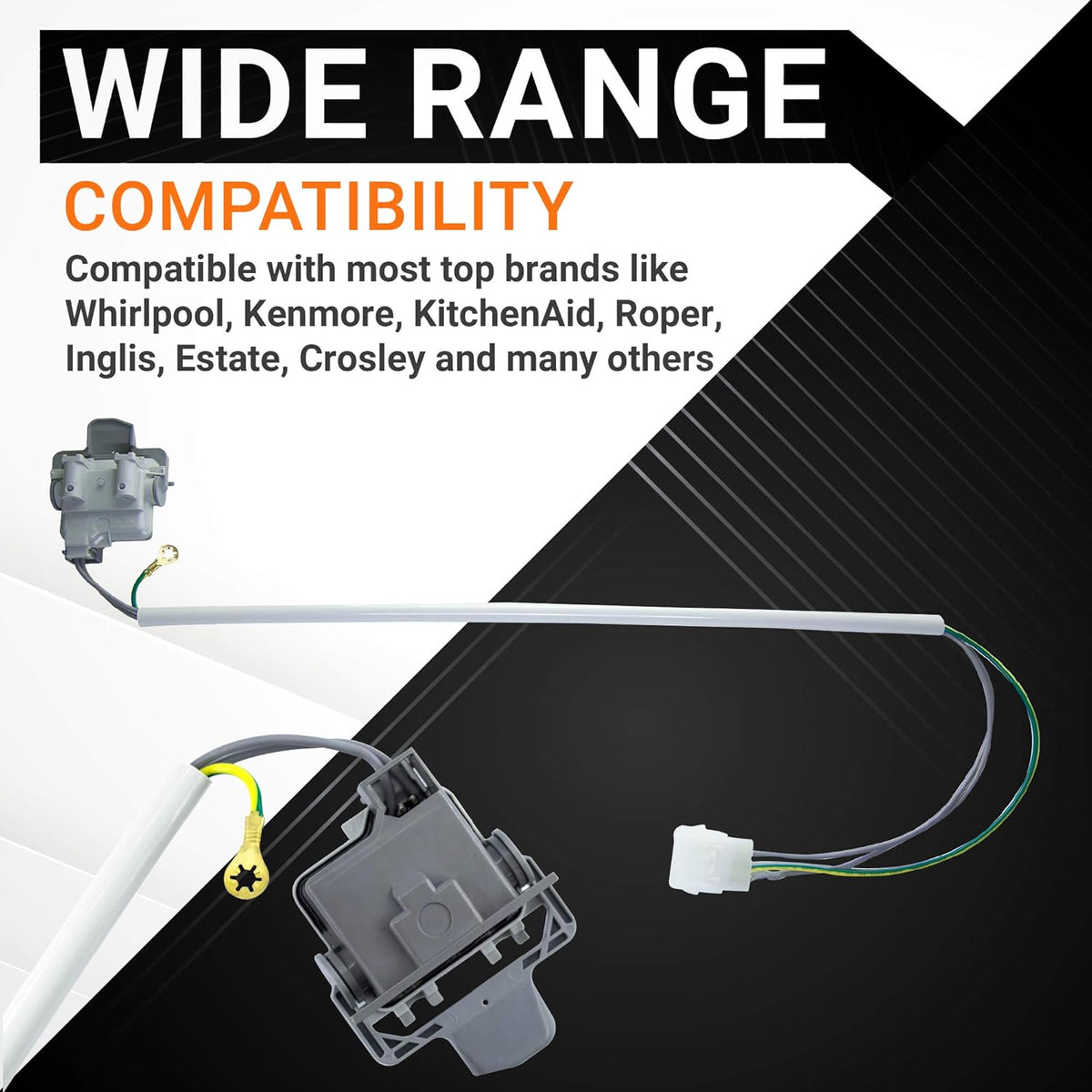3949247 washer lid switch replacement showing wide range compatibility for Whirlpool and Kenmore washing machines.