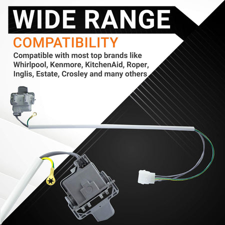 3949247 washer lid switch replacement showing wide range compatibility for Whirlpool and Kenmore washing machines.
