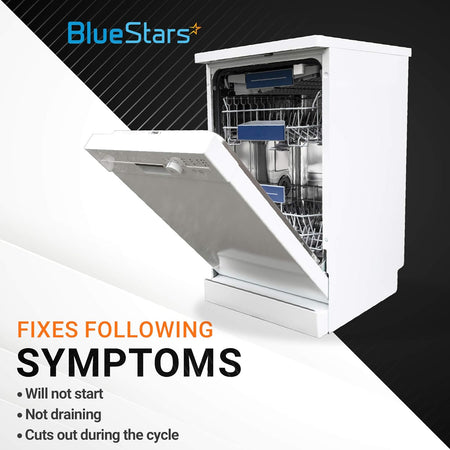 White dishwasher showing symptoms fixed by W10258275 bimetal thermal fuse replacement.