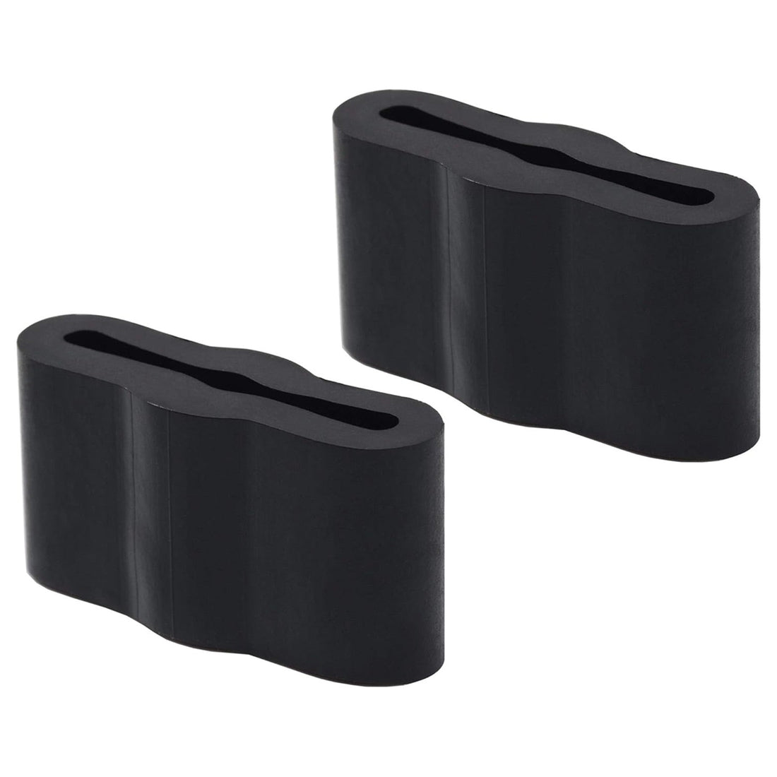 Two black dishwasher sleeve friction pads for Whirlpool, Kenmore, and Amana dishwashers.