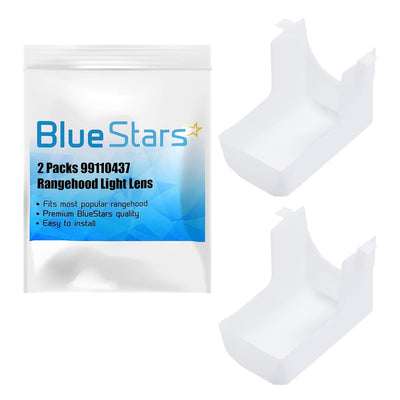Two 99110437 range hood light lens covers with BlueStars branded packaging.