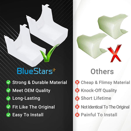 Comparison chart showing durable BlueStars range hood light lens covers versus low-quality alternatives.