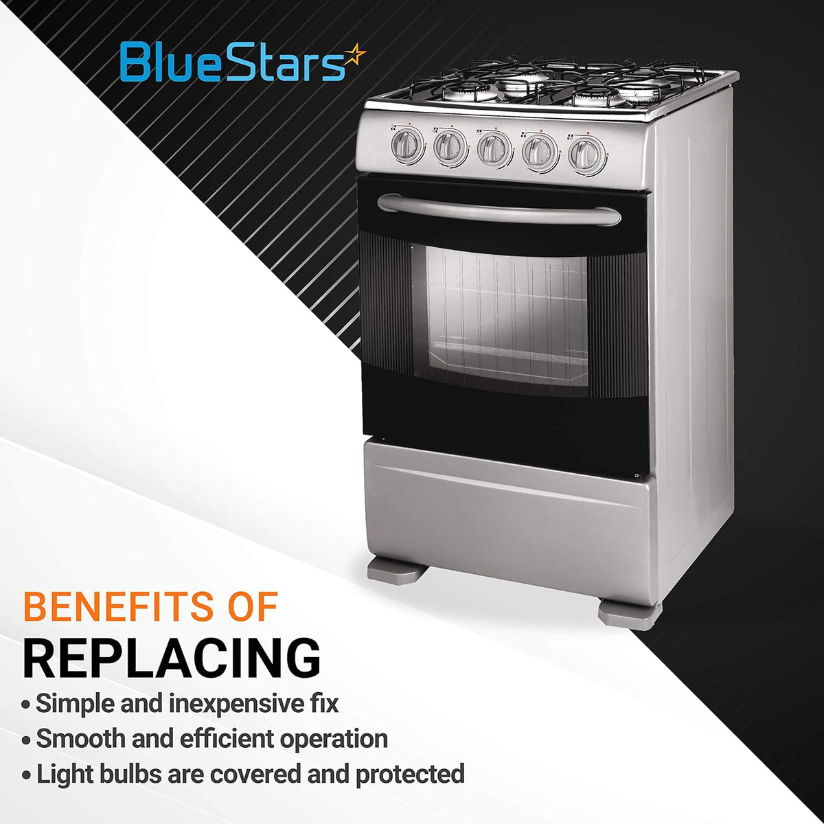 Infographic showing benefits of replacing a range hood light lens cover for Broan Nutone range hoods.