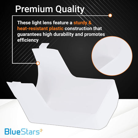 Infographic showing heat-resistant plastic construction of 99110437 range hood light lens cover.