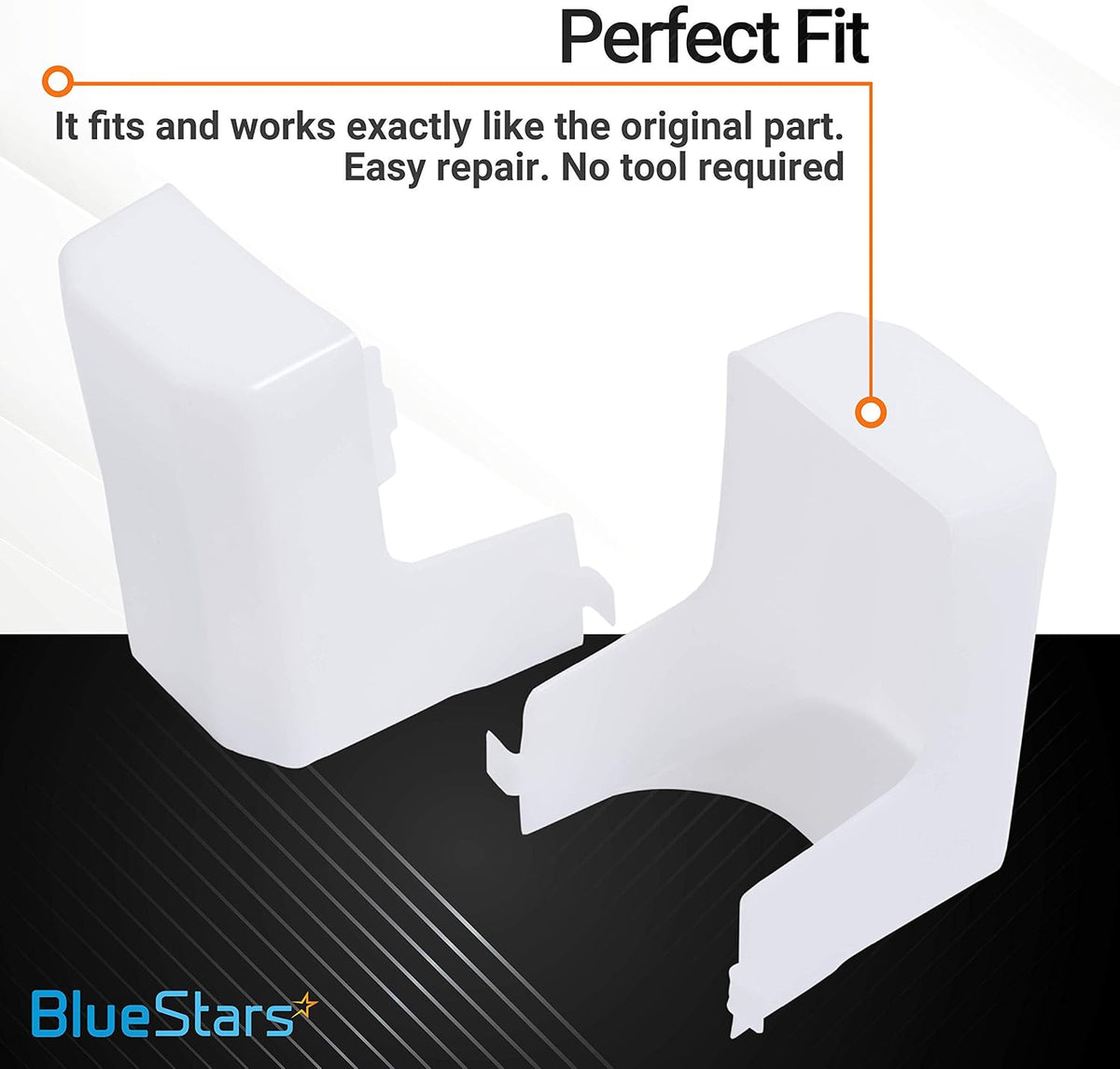 Two white replacement range hood light lens covers for Broan Nutone, shown with perfect fit installation text.