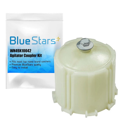 WH49X10042 washer agitator coupler and mounting bolt with BlueStars branded packaging.