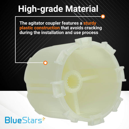 Close-up of durable plastic WH49X10042 washer agitator coupler for GE washing machines.