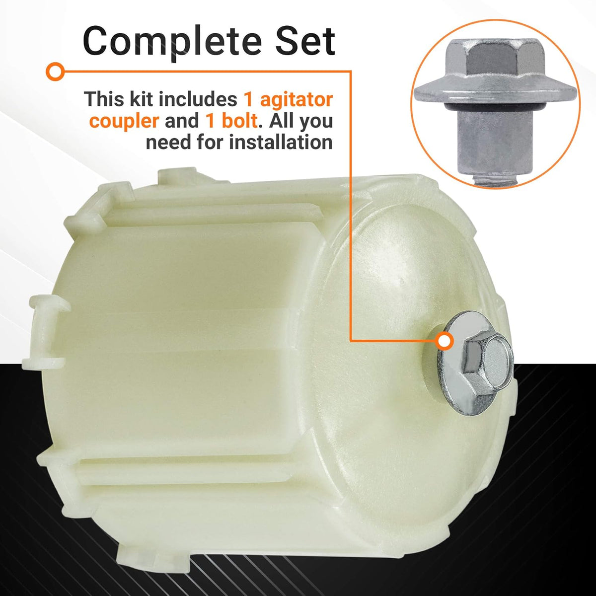 WH49X10042 washer agitator coupler and installation bolt kit for GE washing machines.