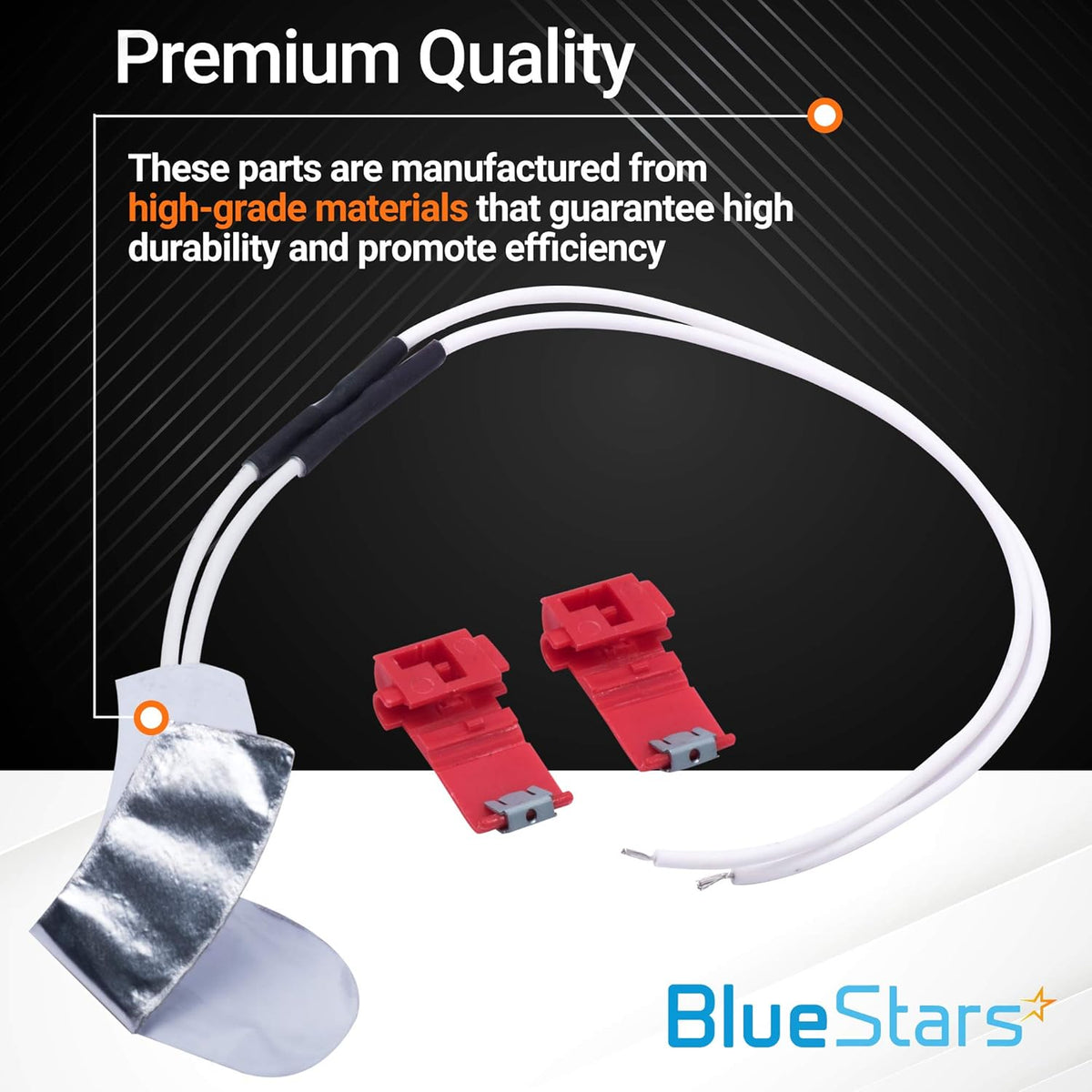 WR49X10173 refrigerator water tube heater kit with heating element and two red wire connectors.