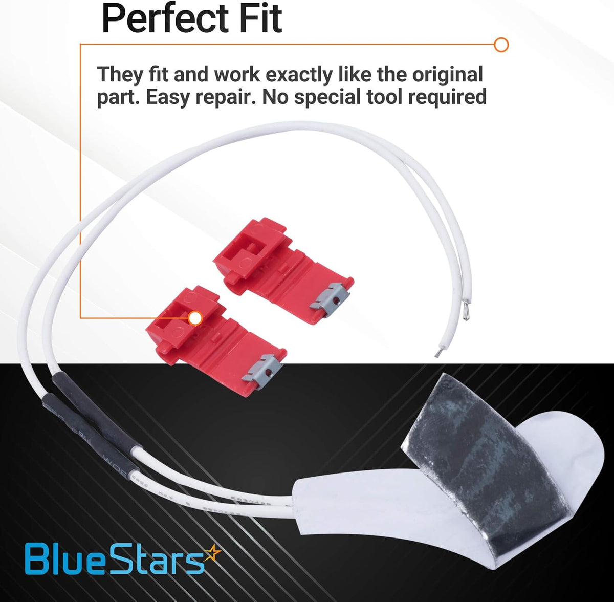 WR49X10173 refrigerator water tube heater kit with wire connectors and adhesive heating element.