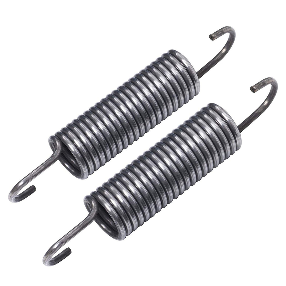 Two metal replacement washer springs for Whirlpool and Kenmore washing machines.