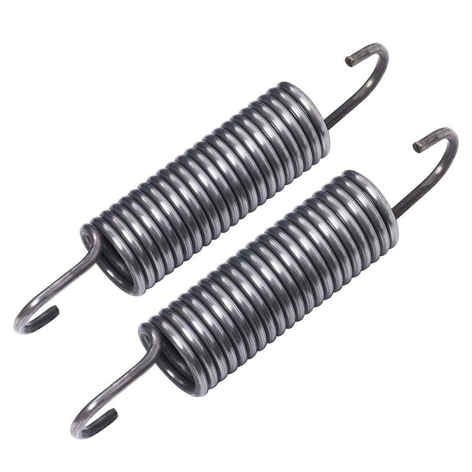 Two metal replacement washer springs for Whirlpool and Kenmore washing machines.