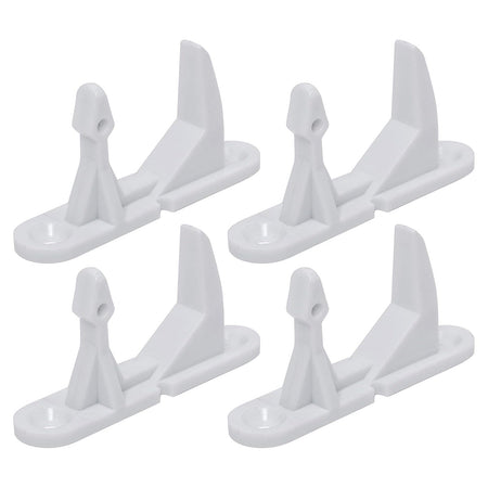 Pack of four white washer door strikers compatible with Frigidaire and Kenmore washing machines.