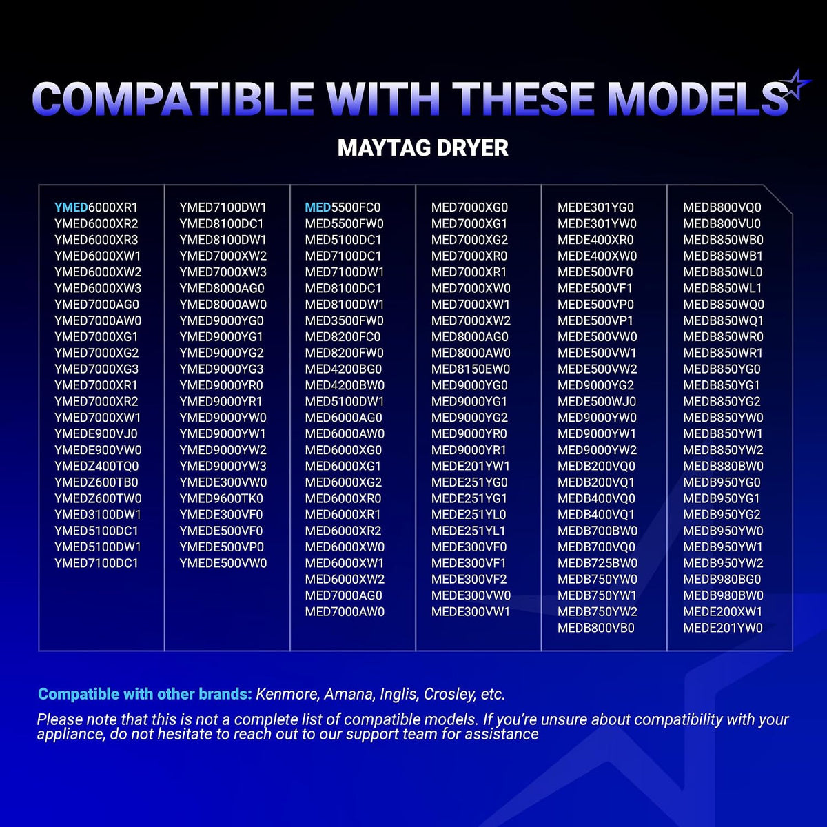 279973 Dryer Thermal Cut-Off Fuse Kit compatibility chart listing Maytag dryer models
