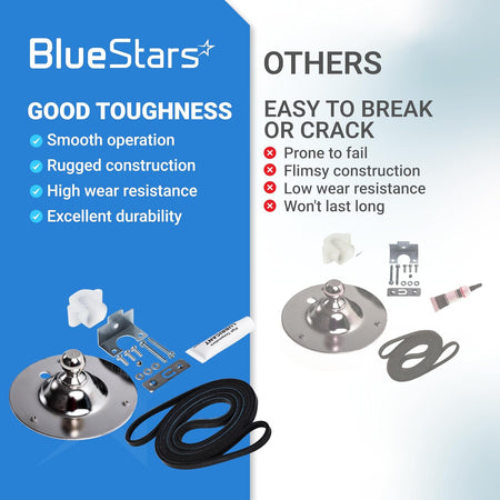 5303281153 & 134503600 Dryer Rear Bearing comparison graphic showing BlueStars components versus others