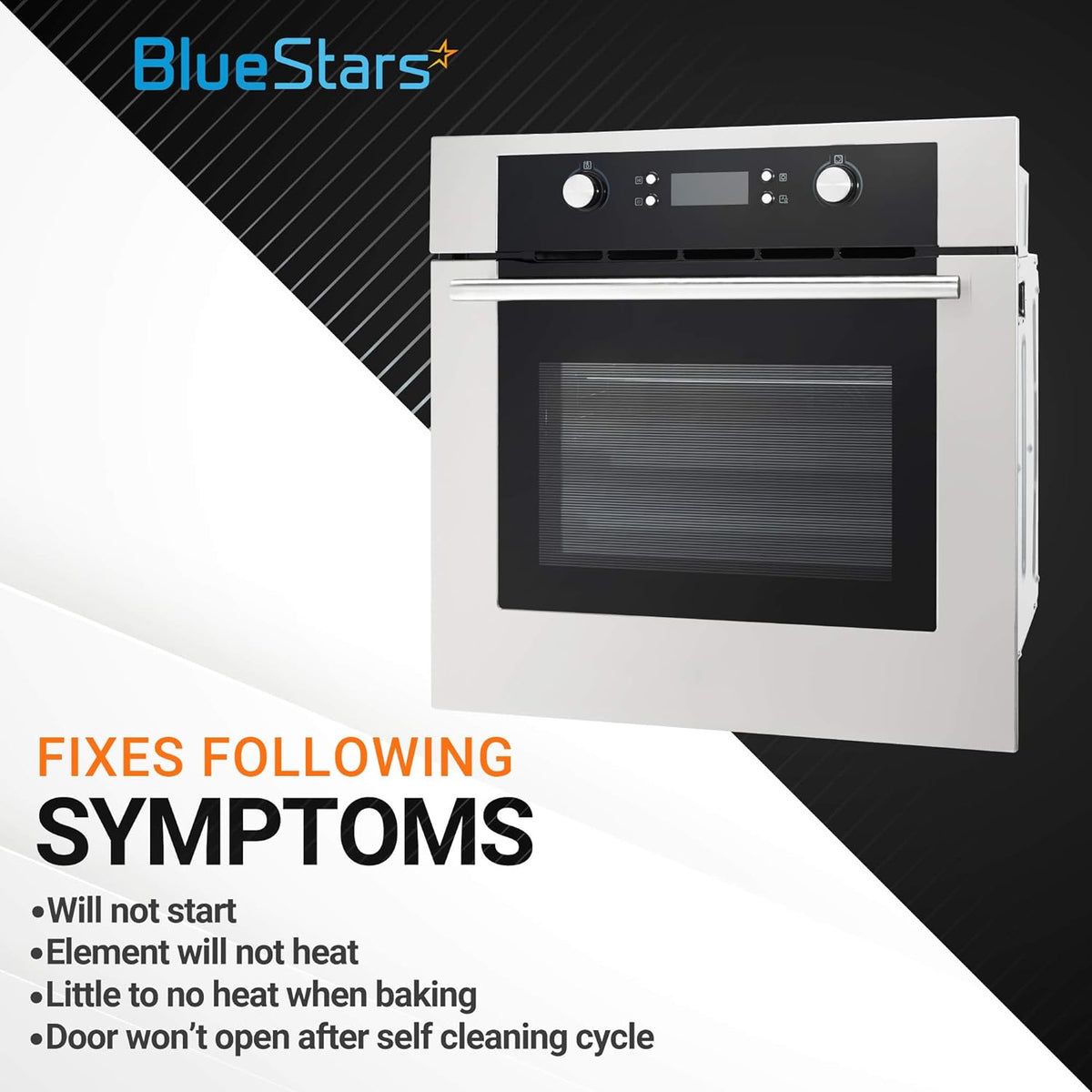 Stainless steel wall oven showing common symptoms fixed by the 9759242 thermal fuse replacement.