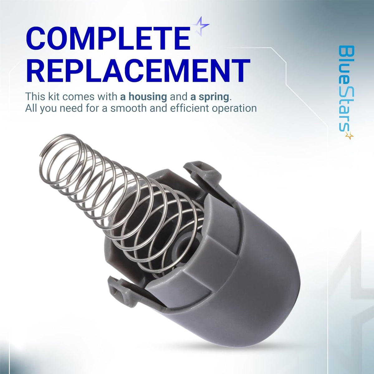 AGM73610701 washer door plunger replacement kit featuring a grey plastic housing and metal spring.