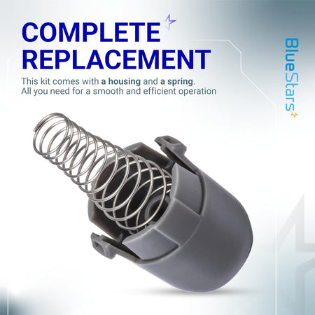 AGM73610701 washer door plunger replacement kit featuring a grey plastic housing and metal spring.