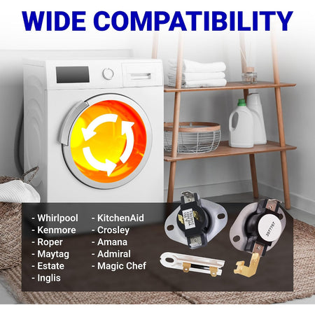 3387134 Cycling Thermostat, 3392519 Dryer Thermal Fuse, 3977767 High-Limit Thermostat with dryer brand compatibility list