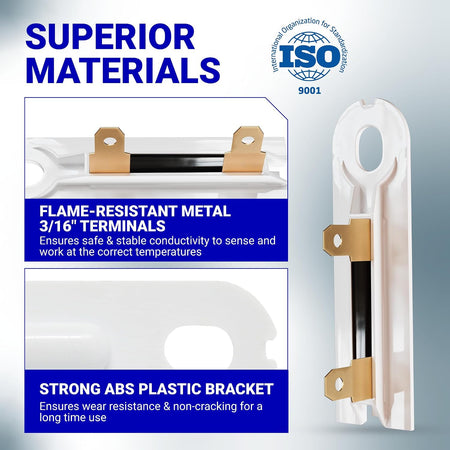3387134 Cycling Thermostat showing flame-resistant metal terminals and a strong ABS plastic bracket