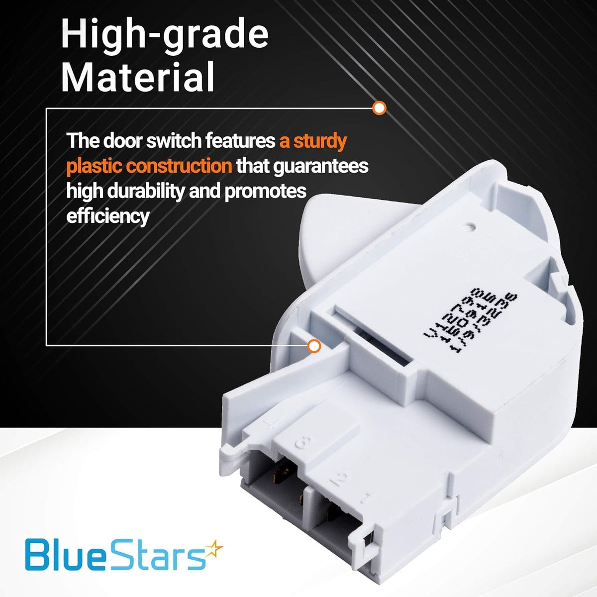 Durable white plastic 6600JB1010A refrigerator door push button switch showing high-grade construction.