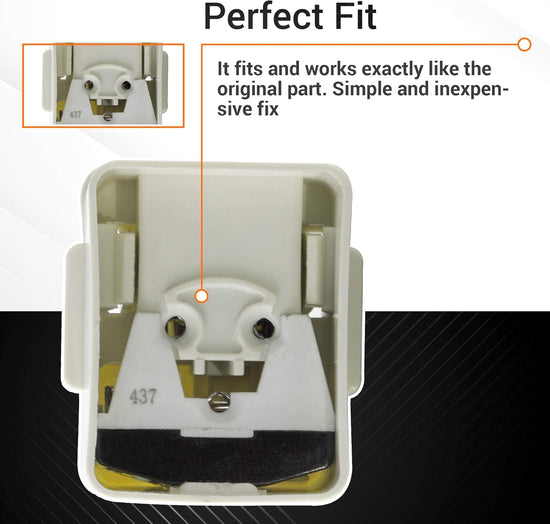 Close-up view of 2188830 refrigerator compressor relay and overload replacement part with Perfect Fit label.