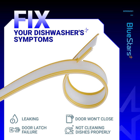 809006501 dishwasher bottom door gasket replacement for Frigidaire, Kenmore, and Electrolux dishwashers.
