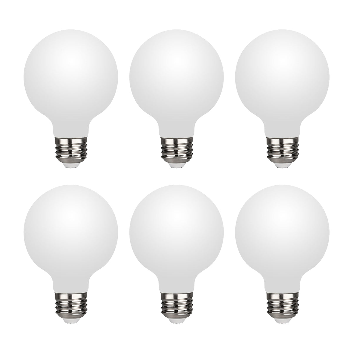 6-pack G25 LED frosted vanity light bulbs 40W equivalent 2700K soft white with BlueStars box