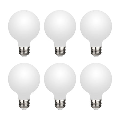 6-pack G25 LED frosted vanity light bulbs 40W equivalent 2700K soft white with BlueStars box