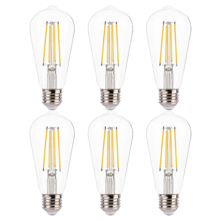 6-pack ST19 Edison LED light bulbs 2700K soft white clear glass with BlueStars box