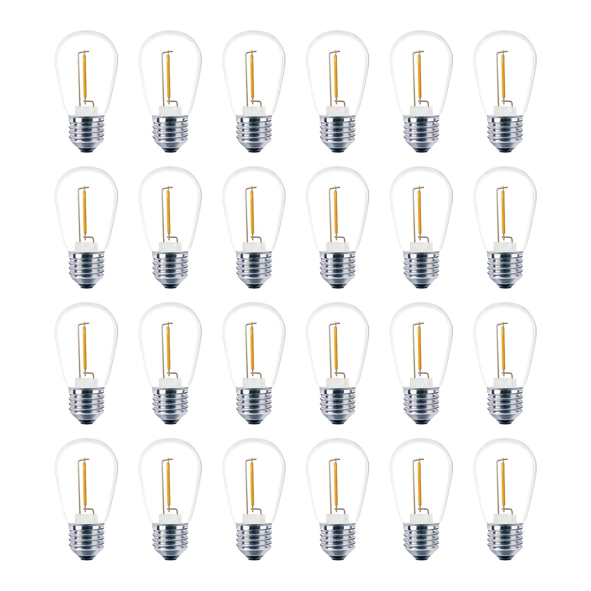 25-pack S14 LED outdoor string light replacement bulbs 2200K warm white shatterproof with BlueStars box