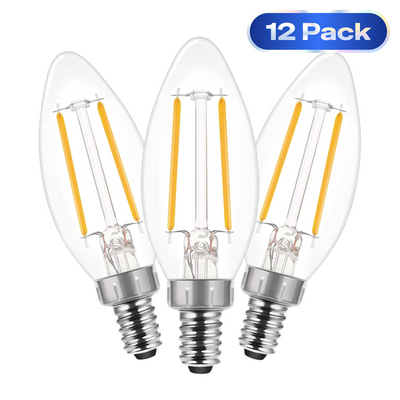 B11 E12 LED Candelabra Light Bulb Decor 12-Pack, Dimmable 2700K Soft Warm White Vintage Chandelier Bulbs for Holiday Christmas & Seasonal Decor