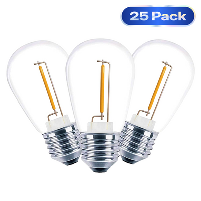 S14 LED Patio Light Bulb Decor 25-Pack, 2200K Warm White Vintage E26 Shatterproof Bulbs for Christmas Holiday & Seasonal Outdoor Decor